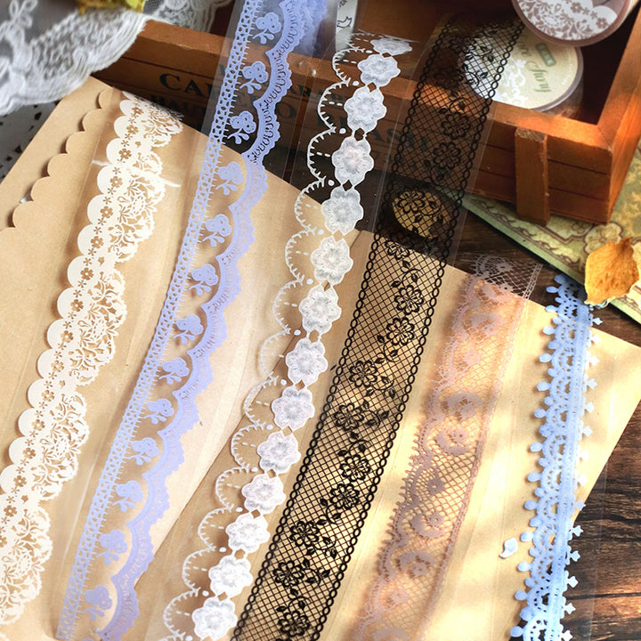 Lace Border Vintage Knitted PET Tape Vertical Flat Lay Display