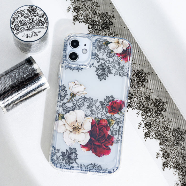 Lace Dream Elegant PET Tape Black Vintage Washi Alternative