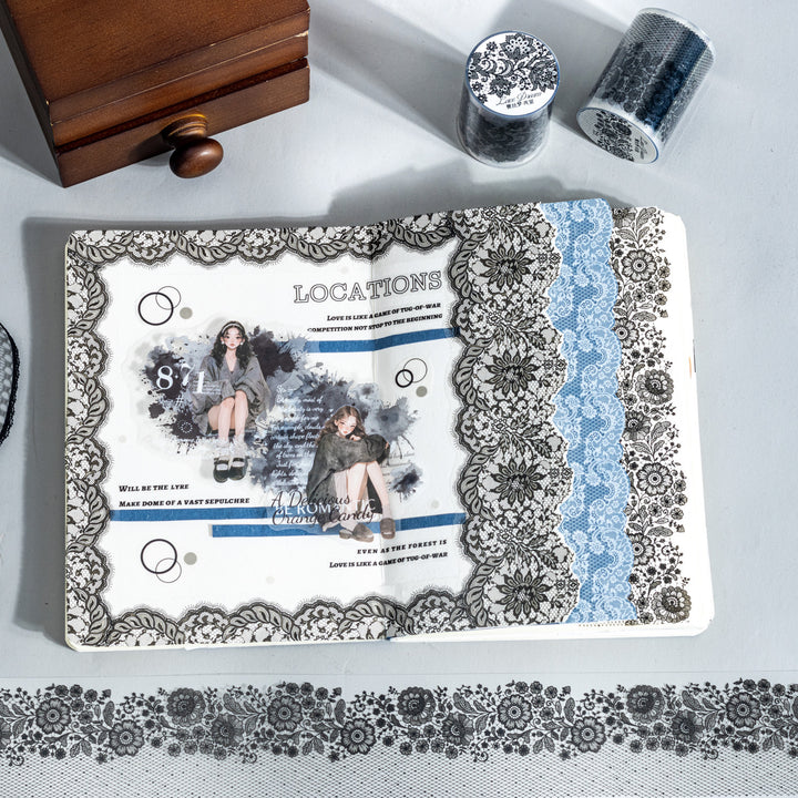 Lace Dream Elegant PET Tape Vintage Black Lace