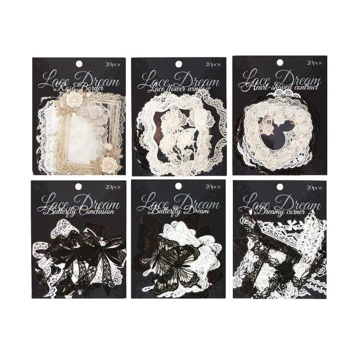 Lace Dream Series PET Stickers Retro Design For Junk Journal
