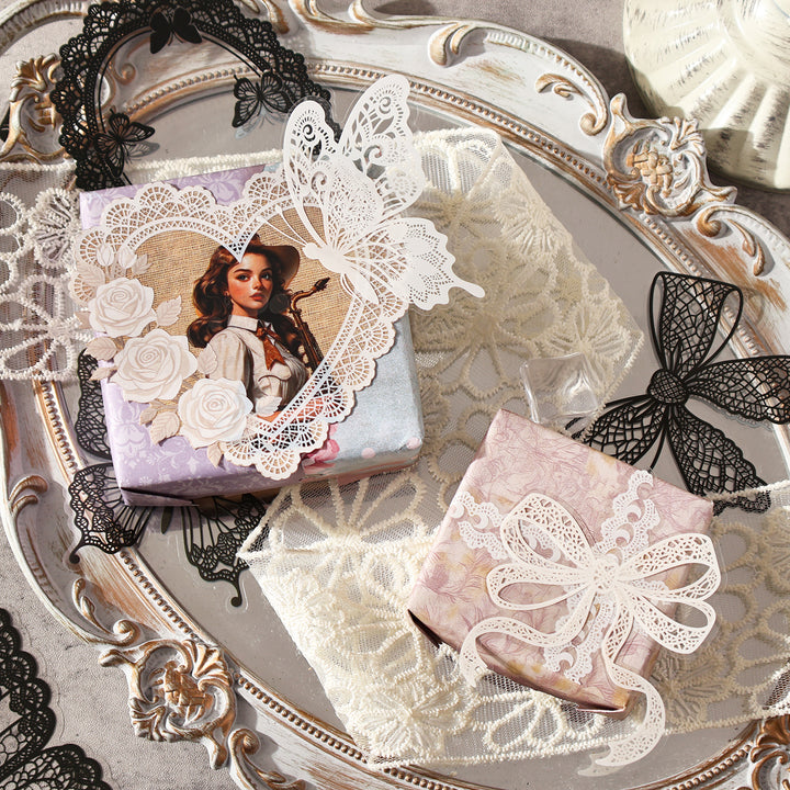 Lace Dream Series PET Stickers Romantic Theme For Art Journaling
