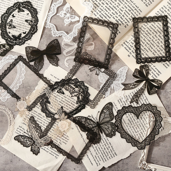 Lace Dream Series PET Stickers Vintage Style For Art Projects