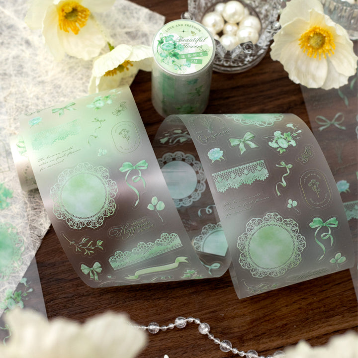 Lace Flower Language Romantic Vintage PET Tape for Craft Decoration