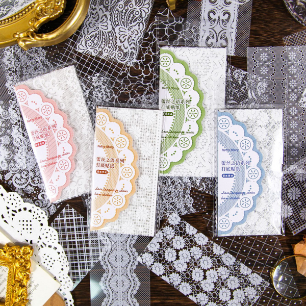 Lace Language Series Lace Stickers Background Sticker Vintage