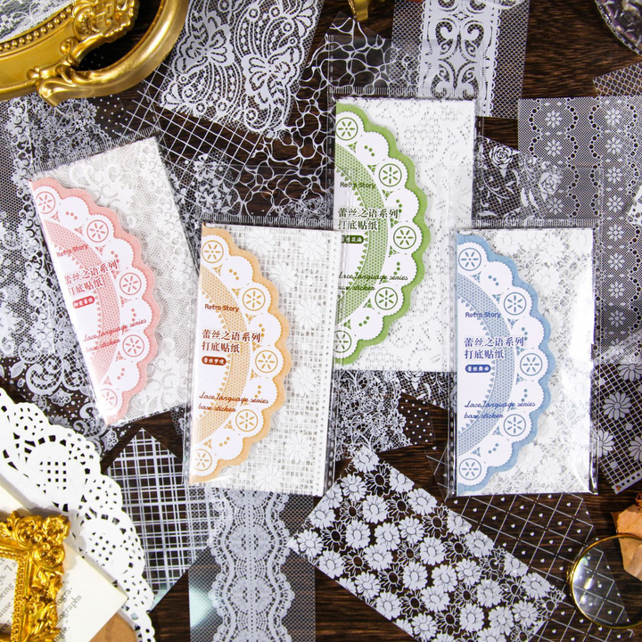 Lace Language Series Lace Stickers Background Sticker Vintage