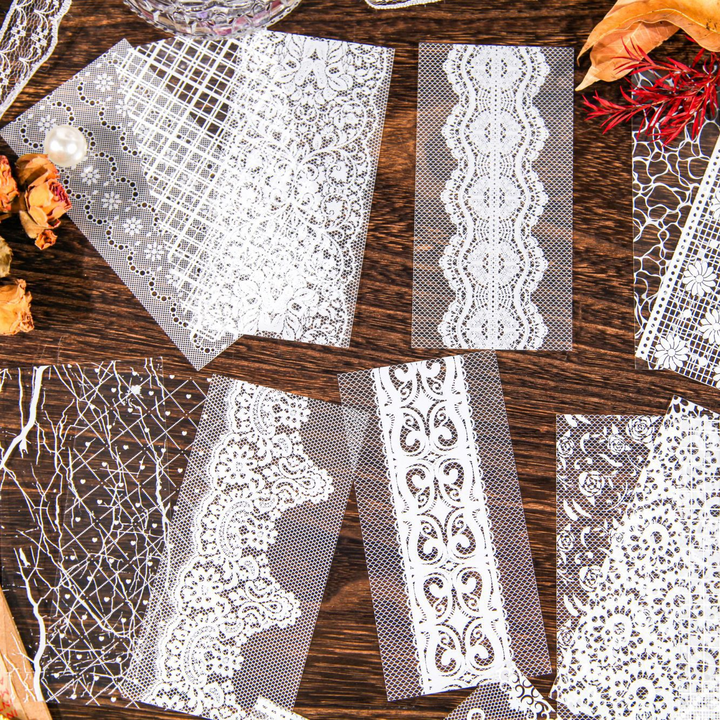Lace Language Series PET Stickers Lace Texture Background Sticker DIY