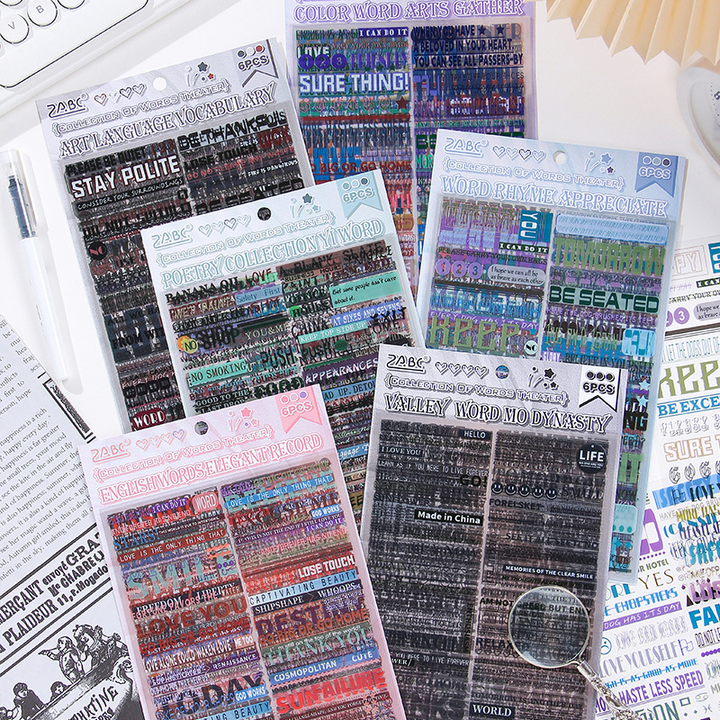 Language Theatre Text Stickers for Personal Artistic Journal