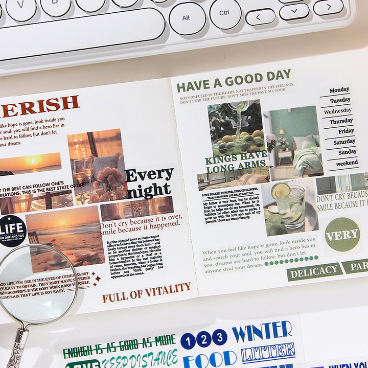Language Theatre Text Stickers for Vintage Scrapbookers