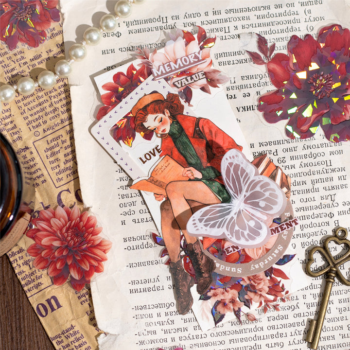 Liliths Garden Colorful Floral Stickers for Journal