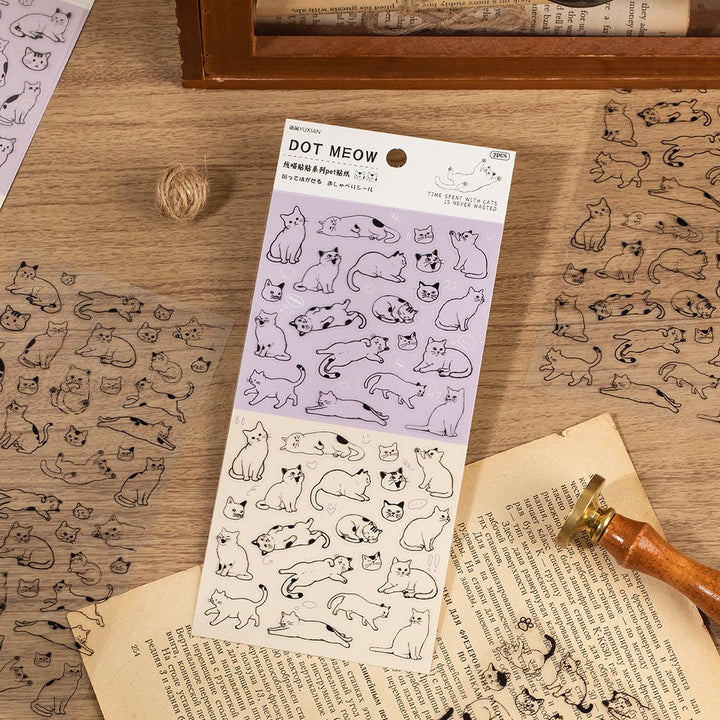 Line Cat Sweet Cute PET Stickers Scrapbook