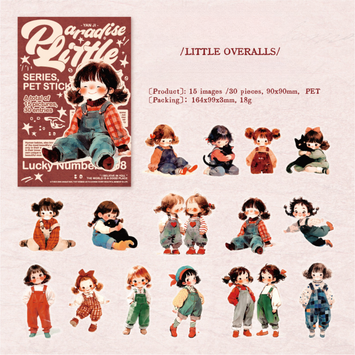 Little Paradise Cute Character Stickers Retro Theme for Scrapbooking