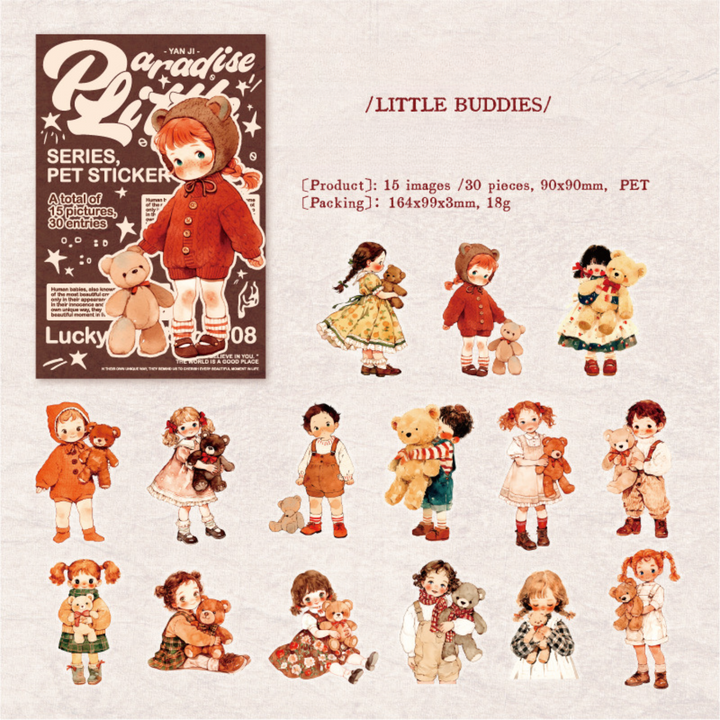 Little Paradise Cute Character Stickers for Collage and Crafting