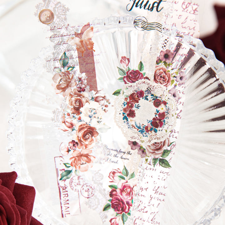 Love Spread Series Floral Lace Retro Stickers Journal Collage