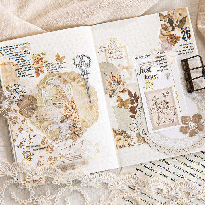 Love Spread Series Floral Lace Retro Stickers Journal Decor