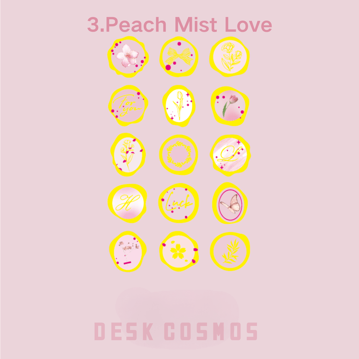 Luminous Starry Peach Mist Epoxy 3D Stickers Elegant Floral Theme