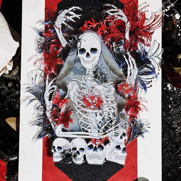 Gothic Skull Red Spider Lily PET Tape