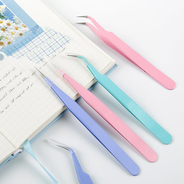 Macaron Color Stainless Steel Tweezers Precision for DIY Craft Projects