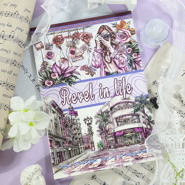 Magenta Fashion Girl Lifestyle Sticker Book scenery theme