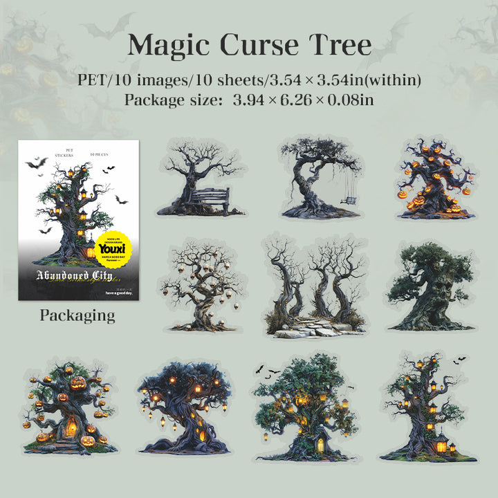 Abandoned City Cursed Tree PET Stickers Witchcraft Decor