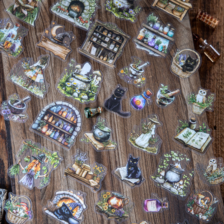 Magic Stickers Magic Pharmacy Witchy Characters Fantasy Scrapbook Supplies