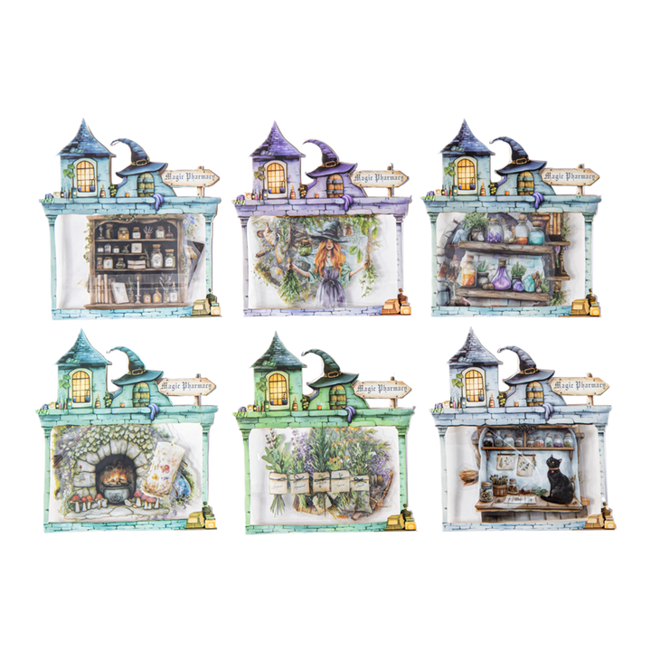 Magic Stickers Magic Pharmacy Witchy Characters Vintage Aesthetic PET Stickers