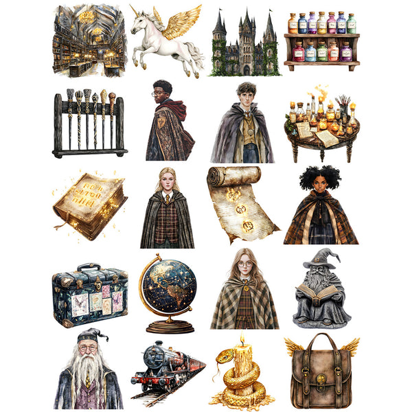 Magic Stickers Wizard School Series Journaling Character Stickers