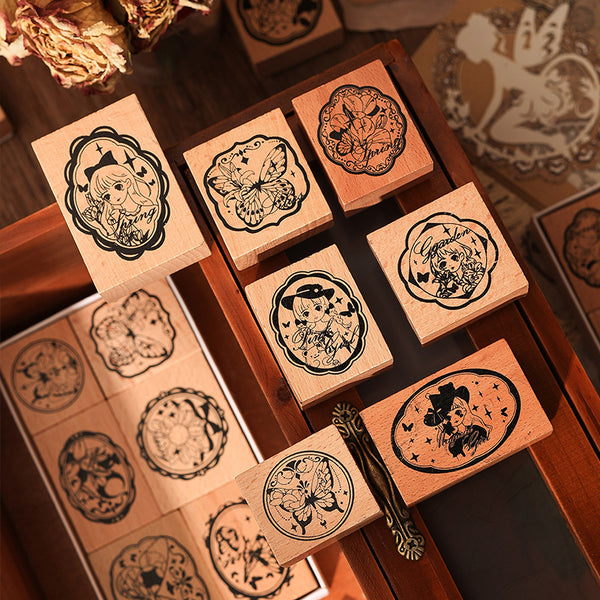 Maiden Flower Stamp Set for DIY Journal Decoration