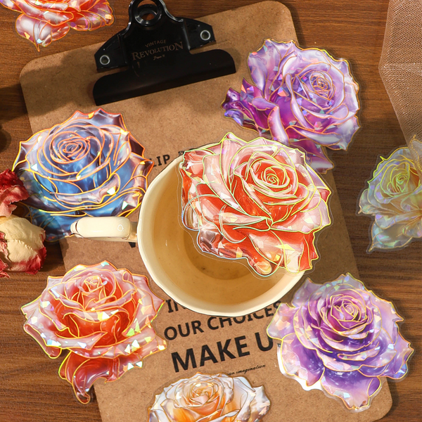 Main Product Image of Shell Light Ice Crystal Rose Series Journaling PET Stickers