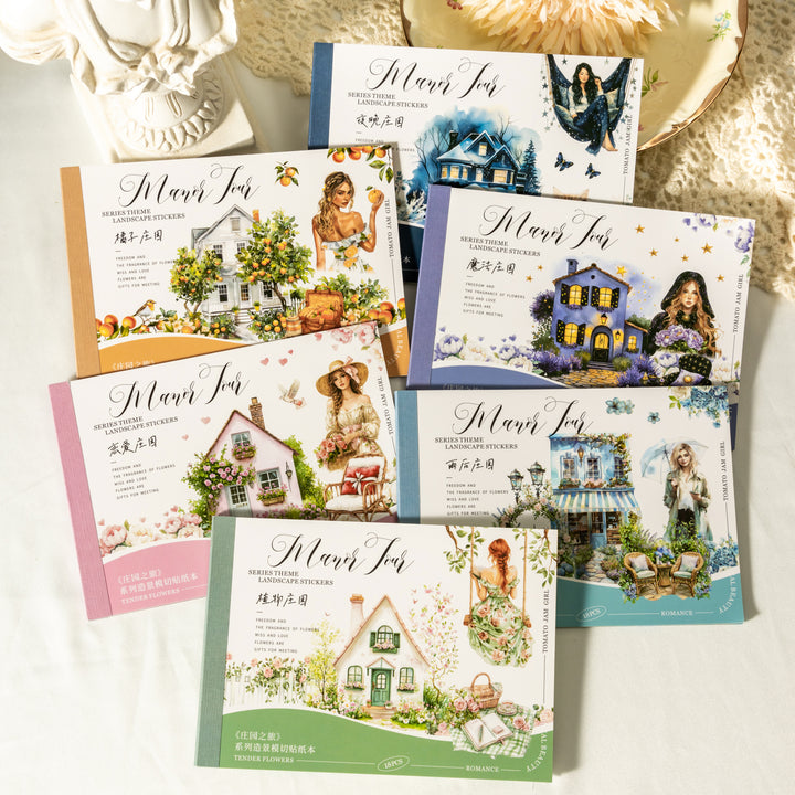Manor Tour Sticker Books Characters and Daily Life Journal Supplies