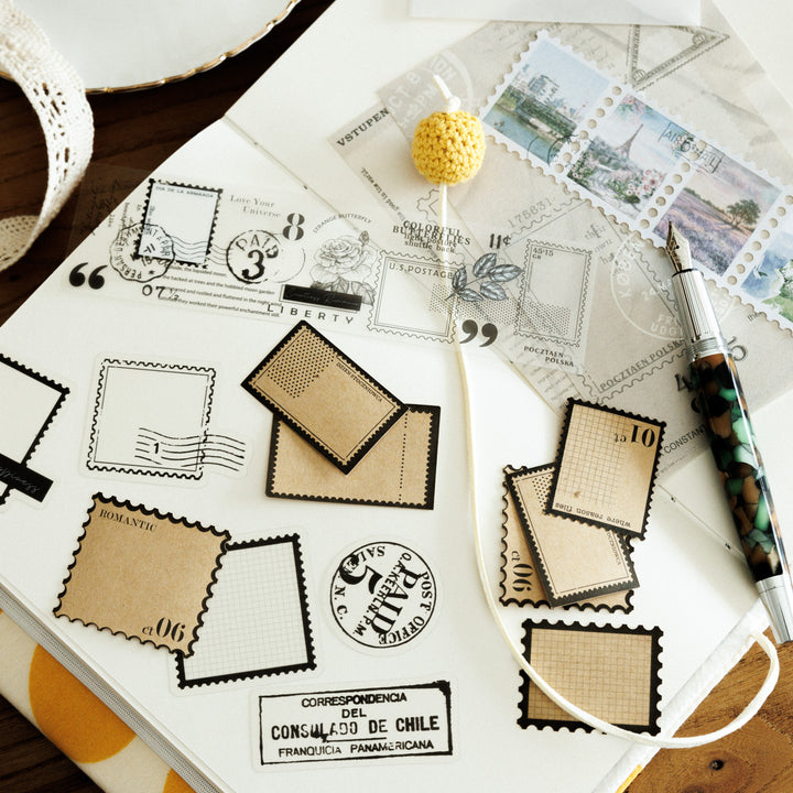 Memorial Post Office Postage Stickers and PET Paper for Scrapbooking