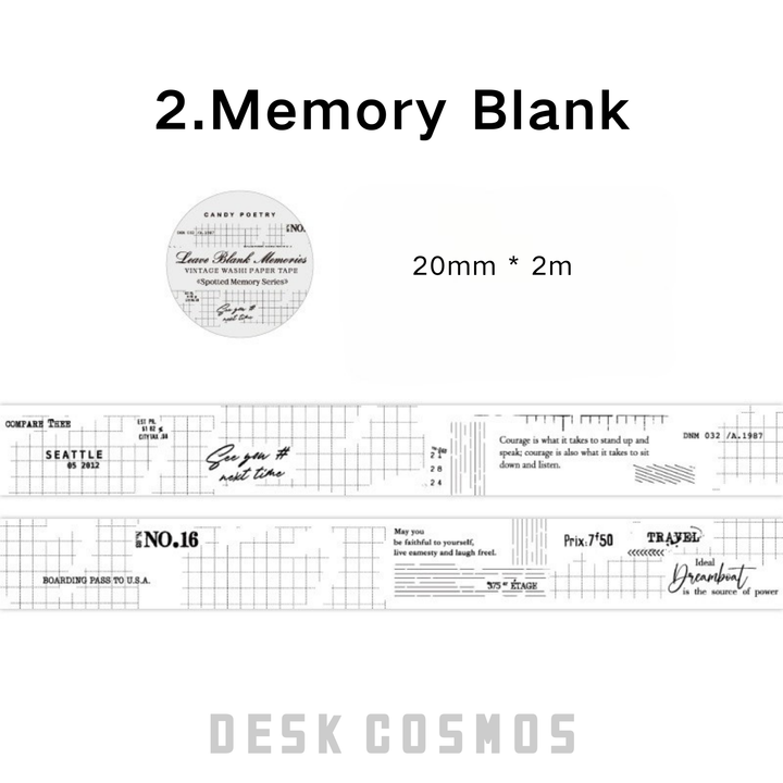 Memory Blank Washi Tape - Faded Memory Series