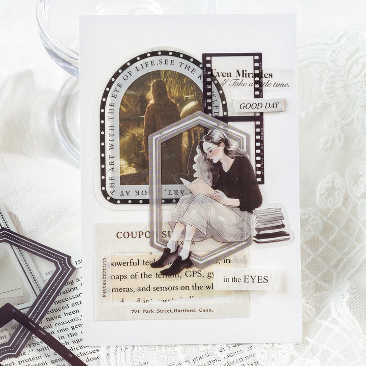 Memory Frame View Vintage Style Stickers for Scrapbook Decoration