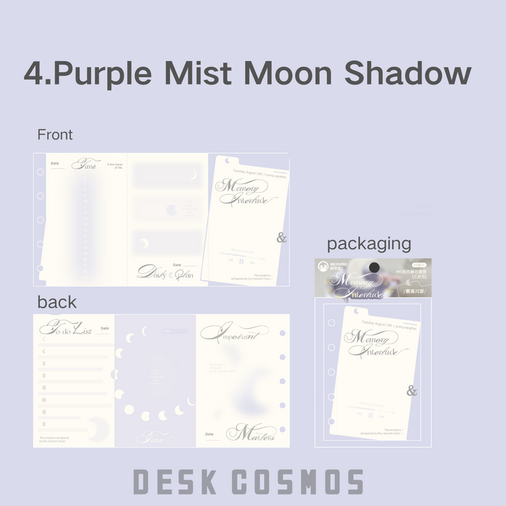 Memory Interlude Series M5 Purple Mist Moonlight Sweet & Cute Watercolor Memo Papers
