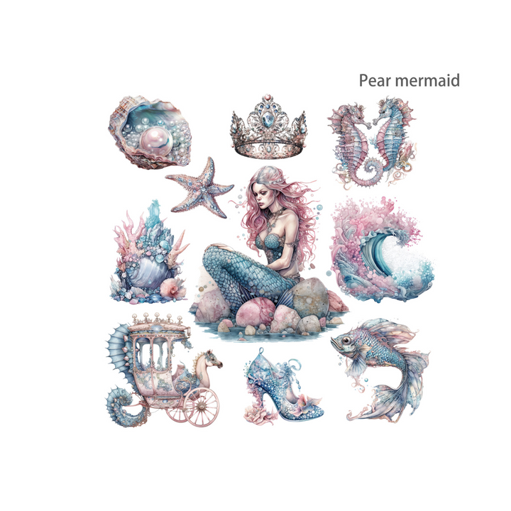 Mermaid Sea God Series Pear Mermaid Shimmering Ocean Stickers