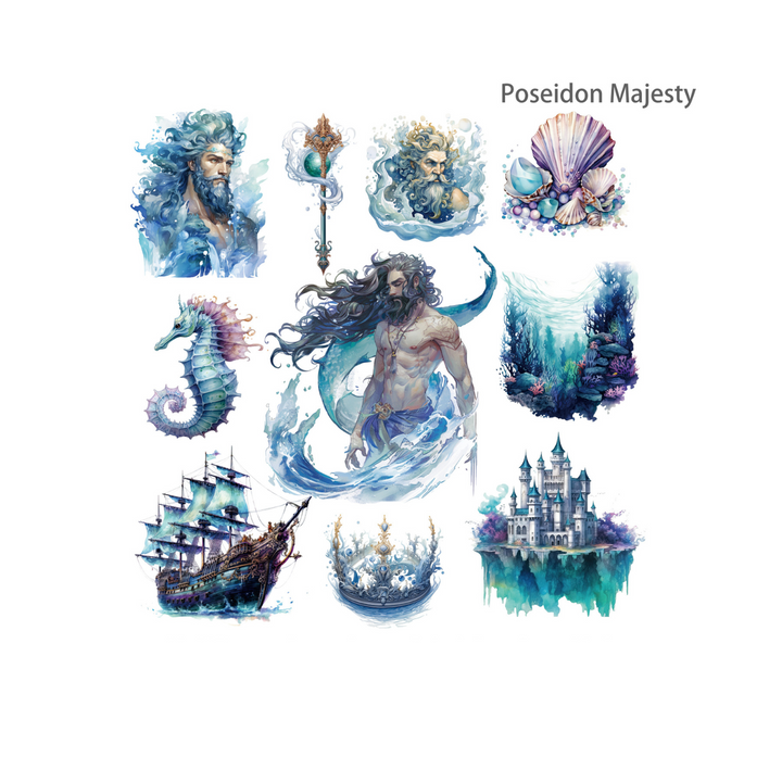 Mermaid Sea God Series Poseidon Majesty King of the Sea Stickers