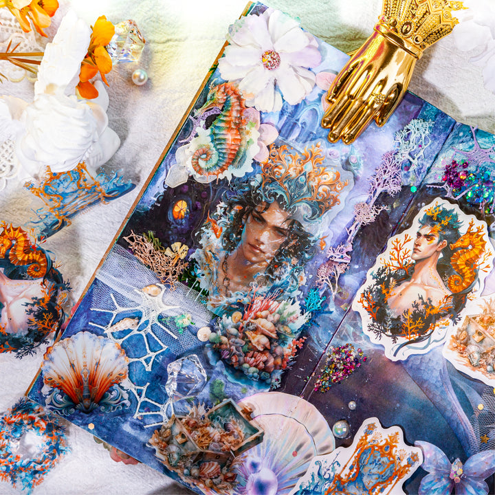 Mermaid Sea God Series Sticker Pack Fantasy Retro Ocean Theme