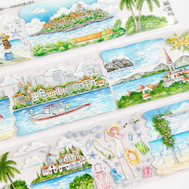 Midsummer Tide PET Tape Creative Collage Supply For Journaling