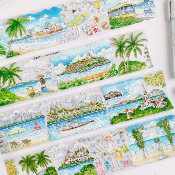 Midsummer Tide PET Tape Ocean Inspired For Junk Scrapbook