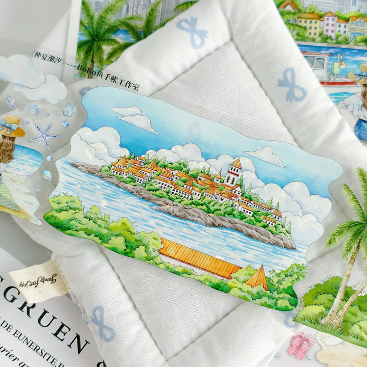 Midsummer Tide PET Tape Ocean Theme For Collage Journals