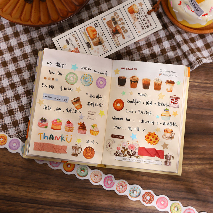 Mini Coffee Series Washi Tape for Creative Journaling Cute Coffee & Dessert Designs