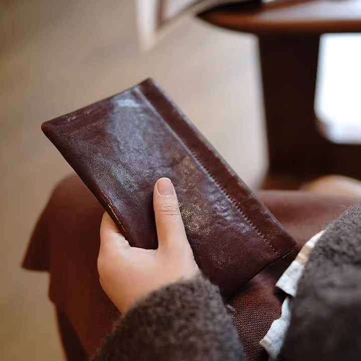 Minimalist Leather Organizer Coffee Medium Portable Coin Storage