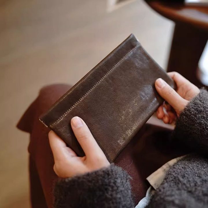Minimalist Leather Organizer Olive Green Medium Elegant Card Holder