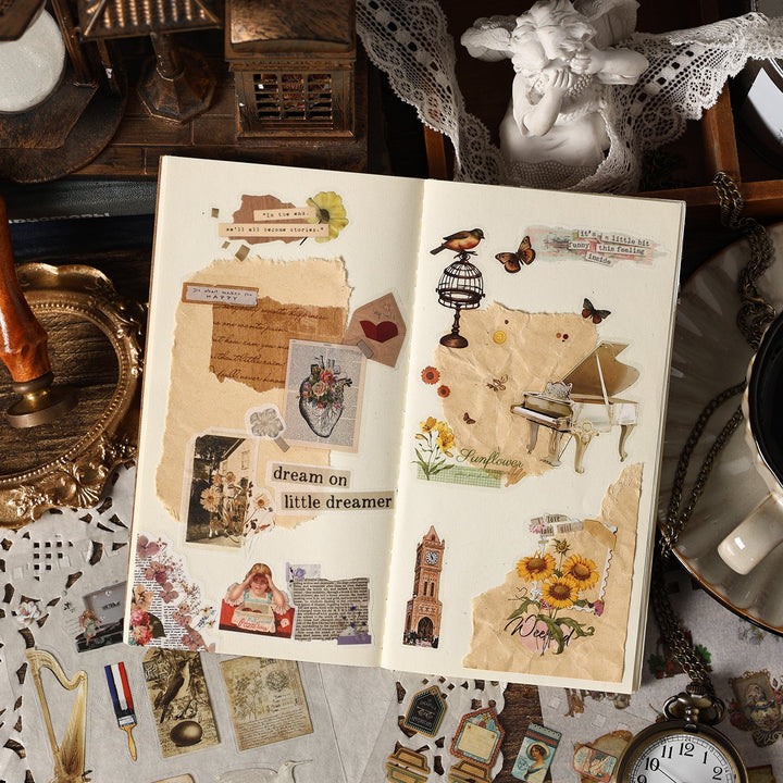 Mixed Material Sticker Book Classical Codex Botanical Ephemera