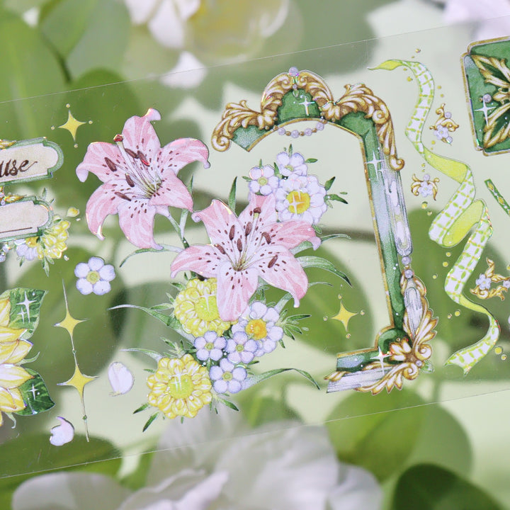 Monet Garden PET Tape Floral Border Design For Junk Journal