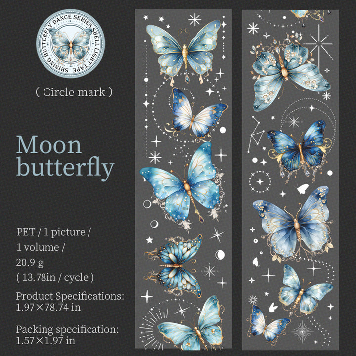 Moon Butterfly Washi Tape for Journaling - Shell Polishing Craft Tape