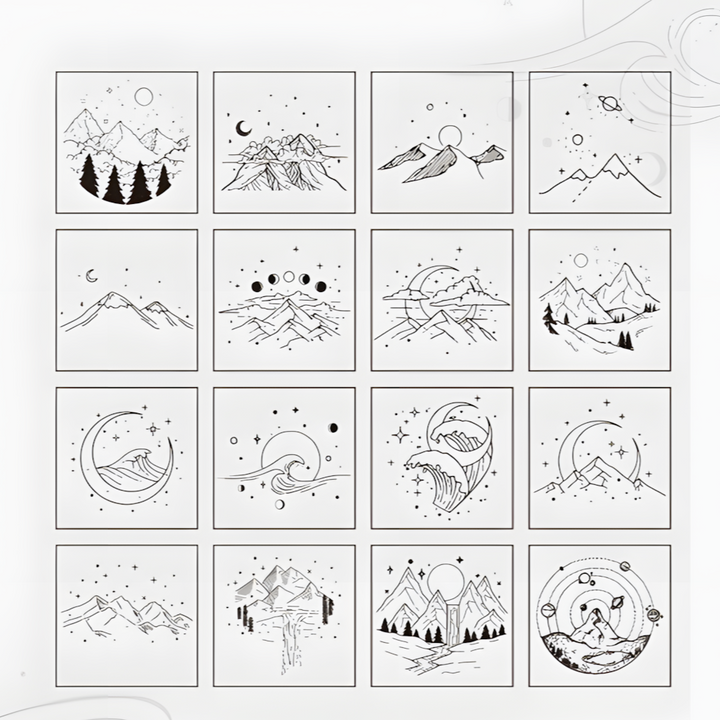 Moon Landing Series Starry Sky Theme Wooden Stamp Set