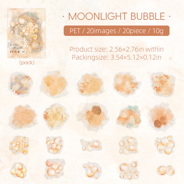 Moonlight Bubble Watercolor Stickers for Scrapbook