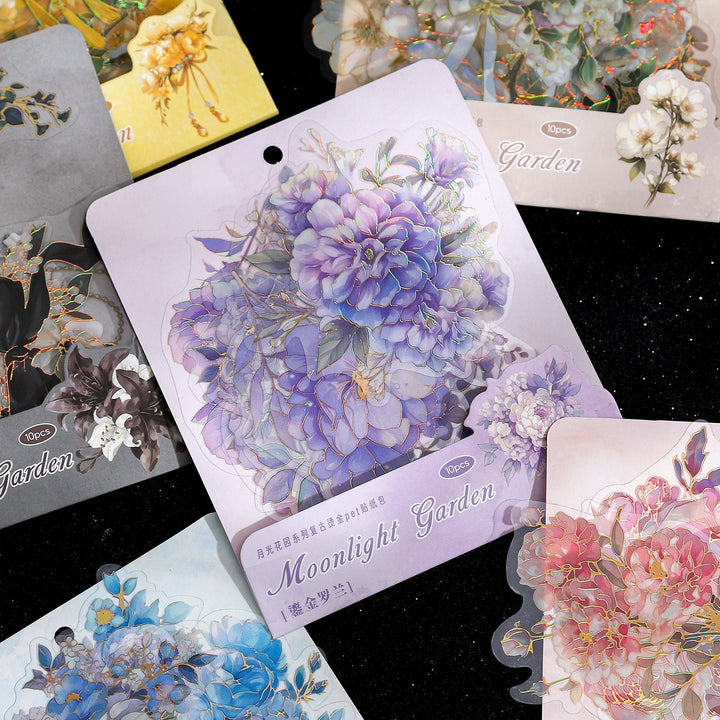 Moonlight Garden Vintage Floral PET Stickers for DIY Projects