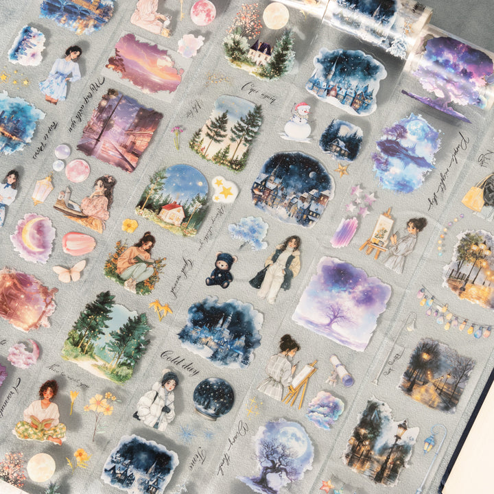 Moonlight PET Tape Moonlit Night Curtain daily scene illustration