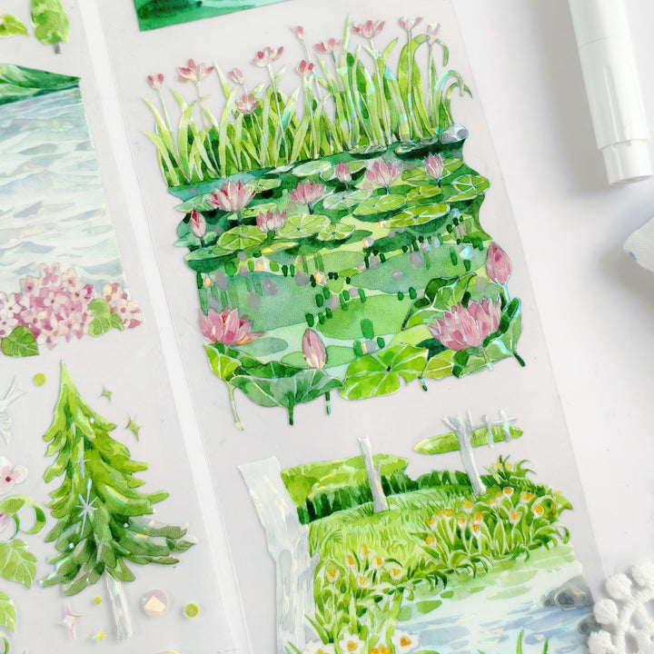 Morning Dew Pine Shadow PET Tape Natural Scenery Style